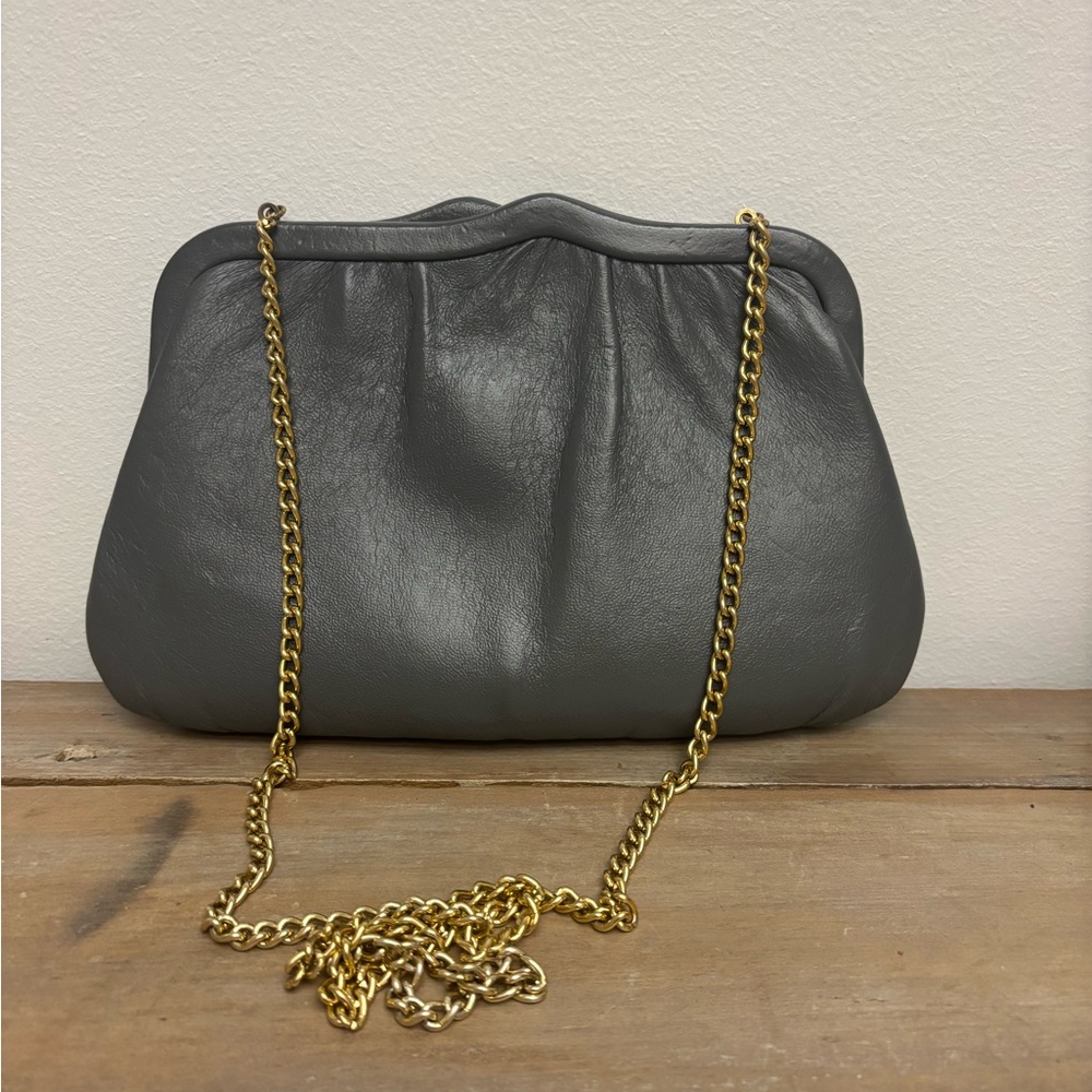 Ande Vintage Grey Leather Chain Purse